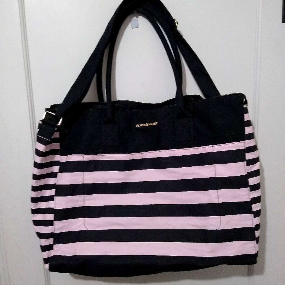 Victoria's Secret striped weekender bag
